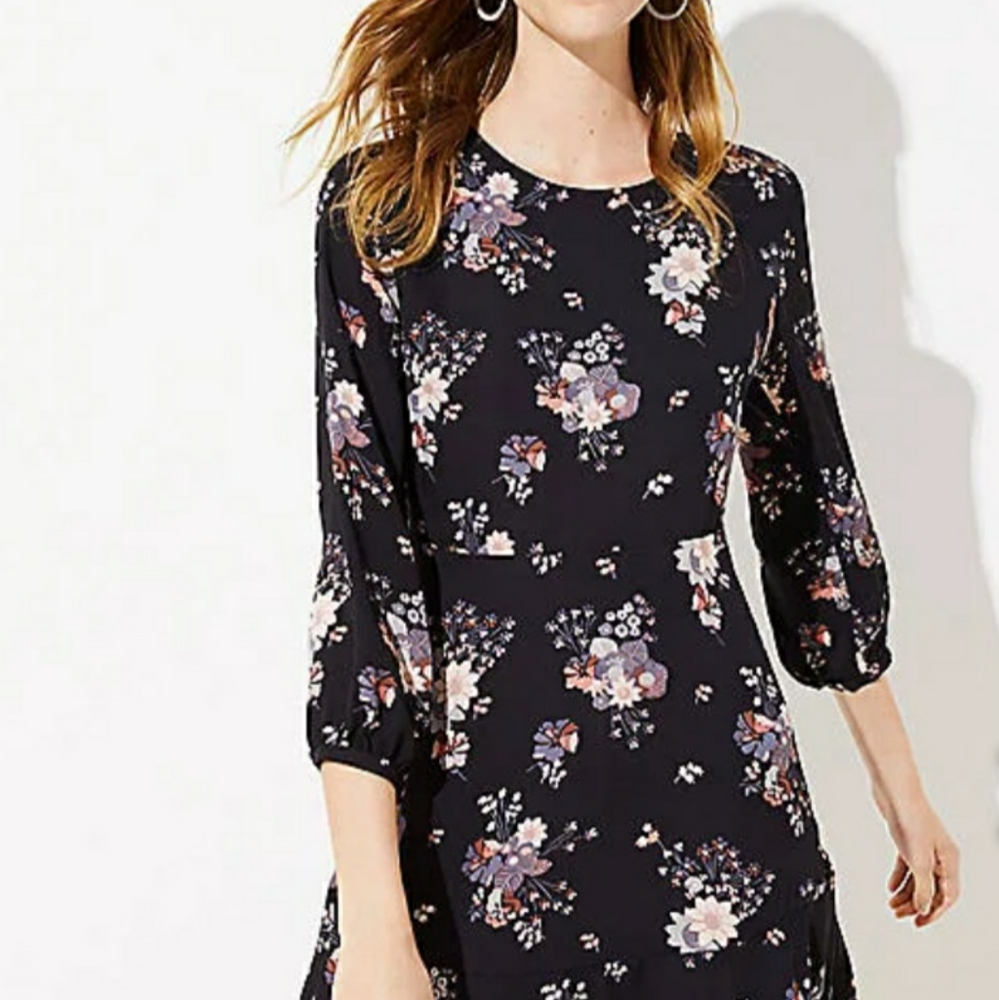 Loft Wildflower Flounce Dress